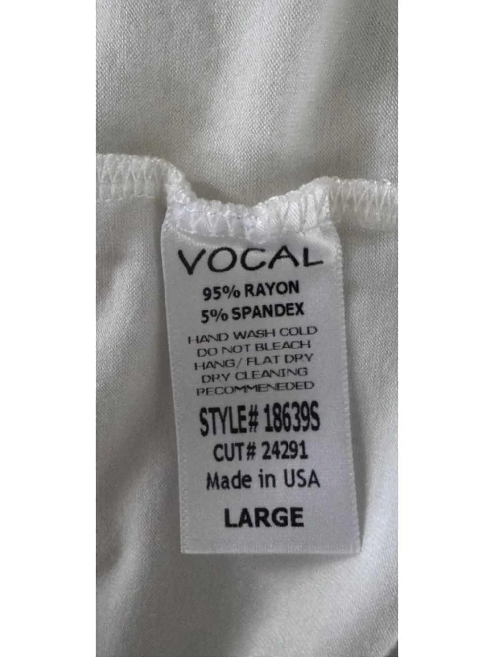 Women's VOCAL White Short Sleeve Tee with Silver Rhinestone Cutouts, Size L